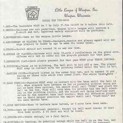 Insert, Rules for Tee-Ball