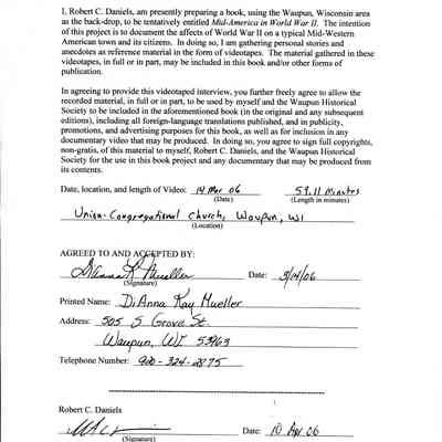Document, Permission to use Videotaped Interview Material