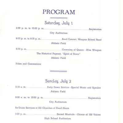 Waupun Centennial 1839-1939 Program