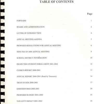 Booklet Table of Contents