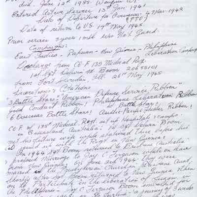 Military, WWII, A Written Letter of Details of Delwin and Joy Boom