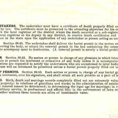 State of Wisconsin Burial Perm