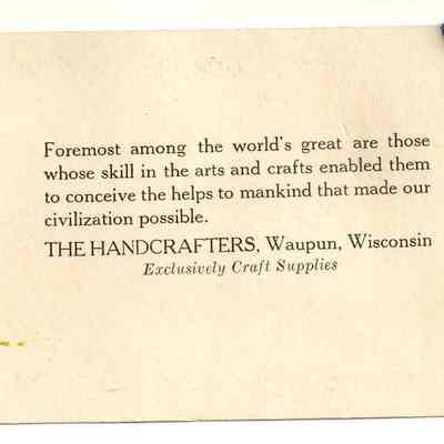 Reverse side of Cel-O-Twist sample card