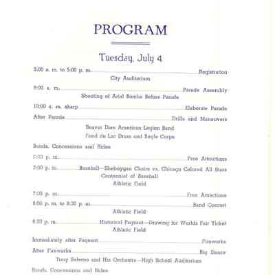 Waupun Centennial 1839-1939 Program