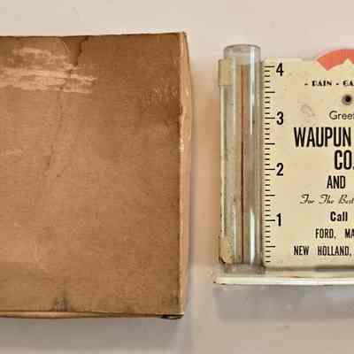 Rain Gauge and Box, Waupun Elevator Company