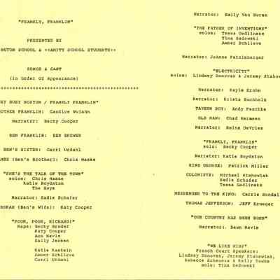 Frankly, Franklin a musical for youth