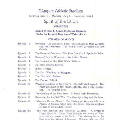 Waupun Centennial 1839-1939 Program