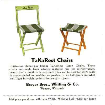Ad for TaKaRest Chairs - Breyer Bros., Whiting & Co.