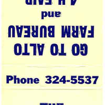 Matchbook, State Bank, Go to the Alto Farm Bureau