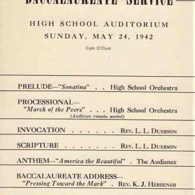 Waupun High School (Baccalaureate-Service) May-24-1942