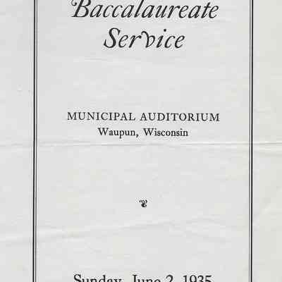 Program Waupun High School Baccalaureate Service, 1935