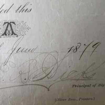 North Ward High School Diploma of 1879