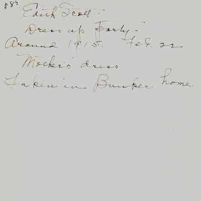 P. 85, Edith Scott at a Dress up Party.