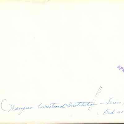Back of photo of prison in Waupun