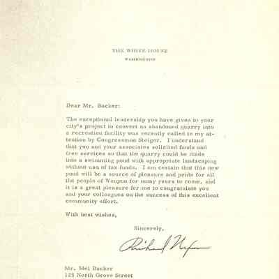 Parks, McCune Beach, Letter, The White House, Richard Nixon
