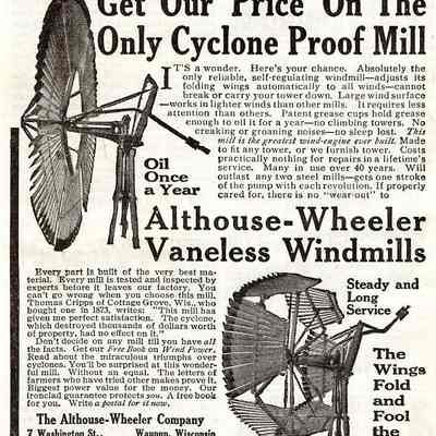 Ad for Althouse - Wheeler Vaneless Windmill. The Story of Chopin's Funeral March