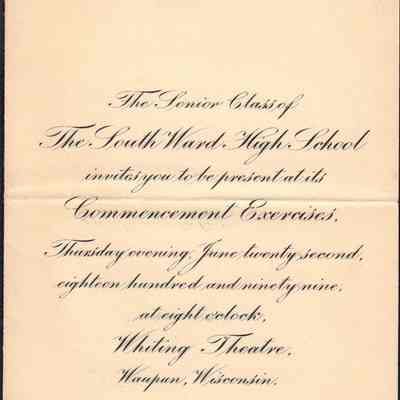 Fouth Ward High School Class of (1899) Commencement Exercises