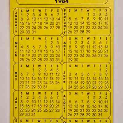 Calendar, Cy's Repair Shop, 1984
