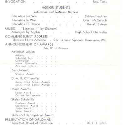 1942 Commencement Program