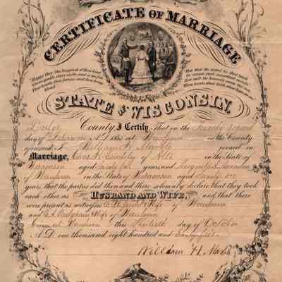 Certificate of Marriage, Charles Lindsley
