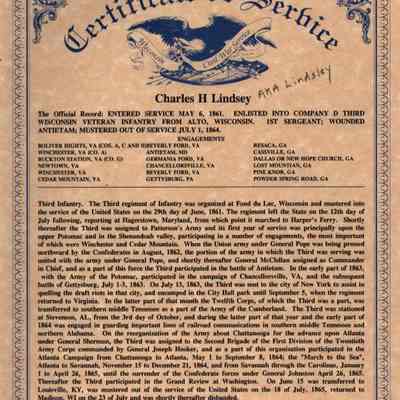 Certificate of Service, Charles Lindsey