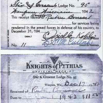 Membership Cards, Knights of Pythias