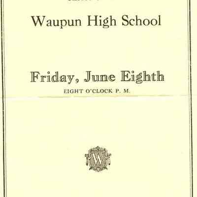 Program, Commencement, Waupun High School, 1934