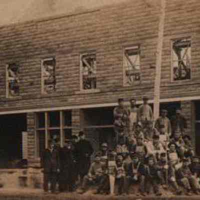 Postcard, Workers on Building Site, Main Street