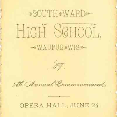 Program, Commencement, South Ward Waupun High School, 1887