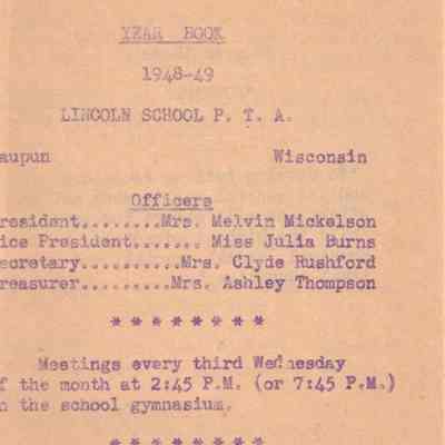 Waupun Lincoln School 1948-1949 P,T,A: Origformat: Other