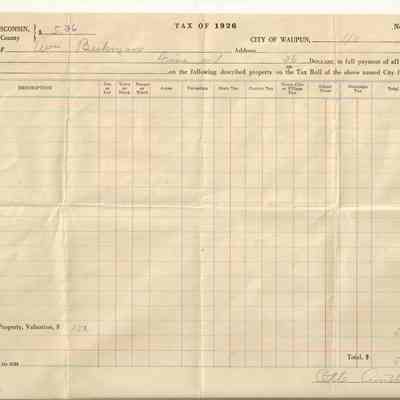 Fond du lac Co. Property tax receipt