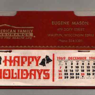Calendar, American Family Eugene Mason, 1969-1970
