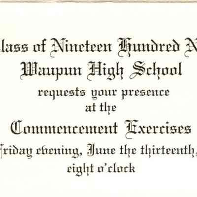 Program, Commencement Waupun High School, 1919