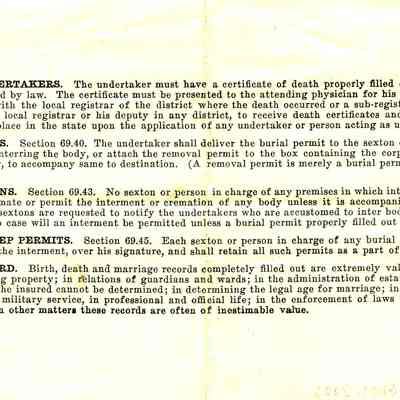 State of Wisconsin Burial Perm