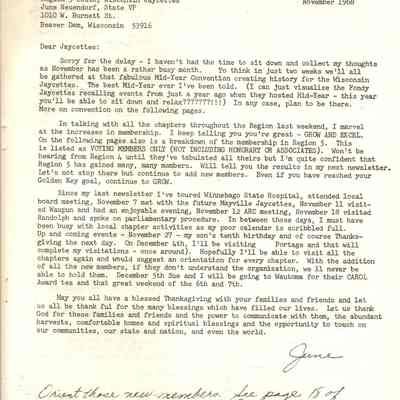 Letter from State VP Nov. 1968