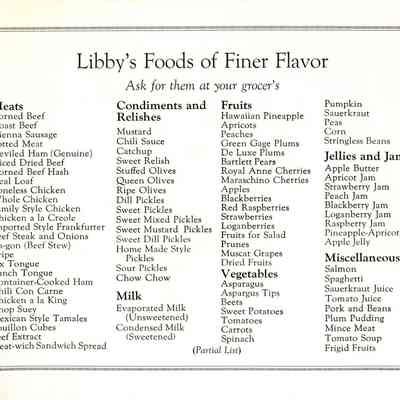 Booklet from Libby, McNeill & Libby.