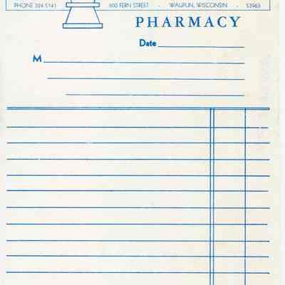 Malnory Pharmacy, blank invoice