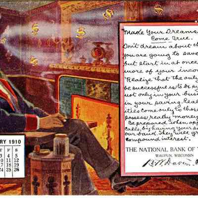 Postcard, National Bank of Waupun, February 1910