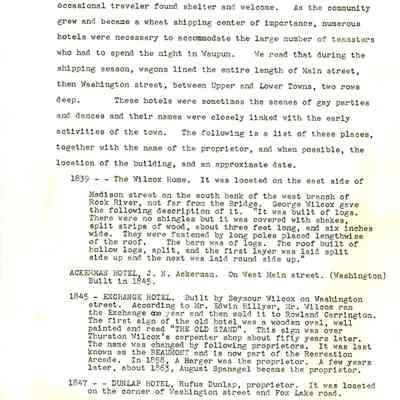 Business, Histories, Hotel, Brief History of Early Waupun Hotels