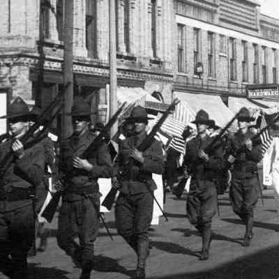 Postcard, Parade, WWI, Main Street, #24
