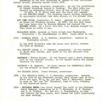 Brief History of Waupun Hotels