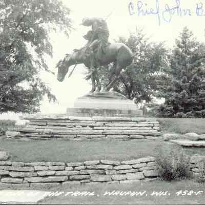 Postcard, Statue, End of the Trai, Signed Chief John Big Tree, #458-F