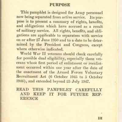 Pamphlet - Facts for army veterans.
