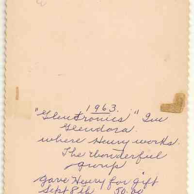 Written note on back of Johnson photo