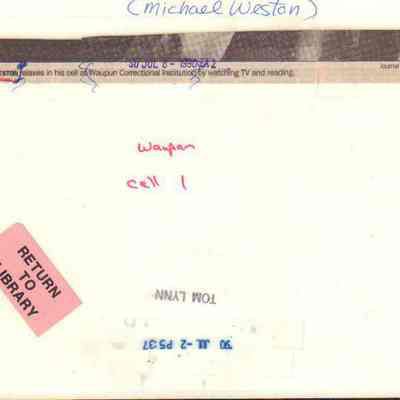 Info on back of photo of inmate Michae Weston.