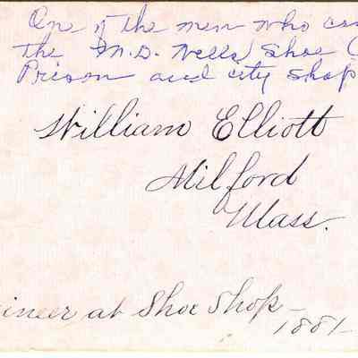 P. 75 , back of photo of Willim Elliot.