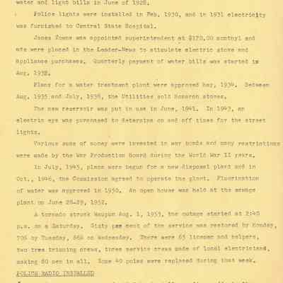 Histoical info on Waupun Public Works cont.'