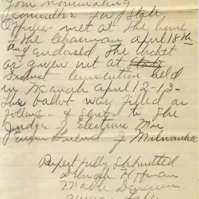 Philharmonic, Music Club, Secretary's Report, April 9, 1917