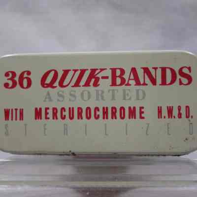 Top view of metal container of bandages,
