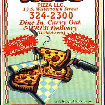 Menu, Big Todd's Pizza